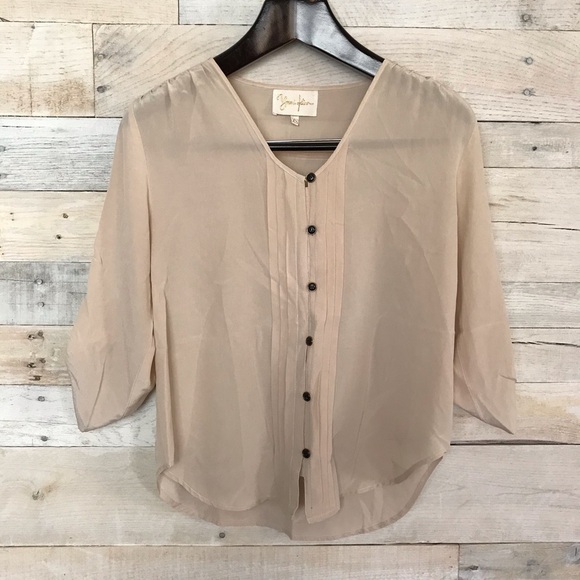 Yumi Kim Pink Silk Blouse Shirt Top XS Extra Small - Picture 2 of 5